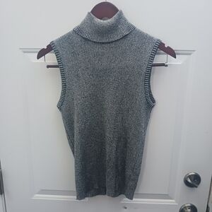 Gray Sleeveless Turtleneck Sweater